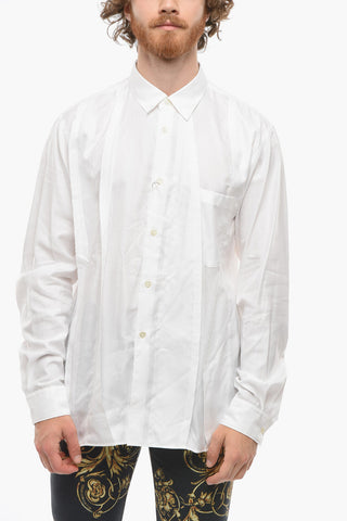 HOMME PLUS Camicia in Misto Seta con Parti in  Doppio Tessuto