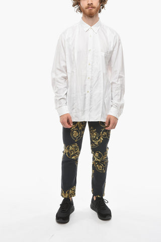 HOMME PLUS Camicia in Misto Seta con Parti in  Doppio Tessuto