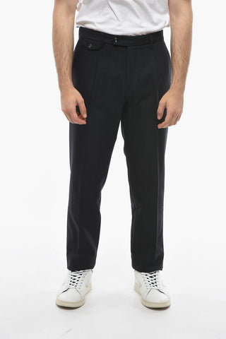 Virgin Wool and Cotton RAVAL Single-Pleat Pants