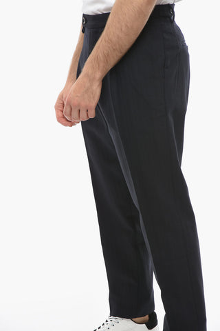 Virgin Wool and Cotton RAVAL Single-Pleat Pants
