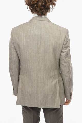 Pinstriped Motif ACADEMY Linen Blend Blazer