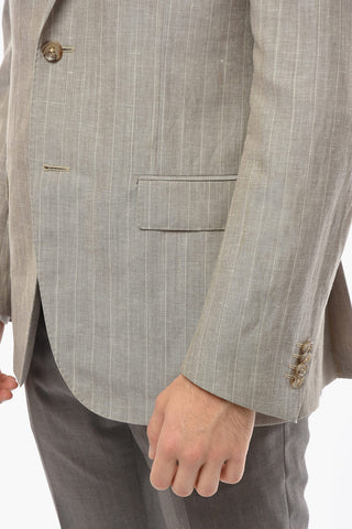 Pinstriped Motif ACADEMY Linen Blend Blazer