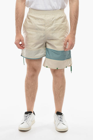 Two-toned Asymmetric Shorts with Drawstring