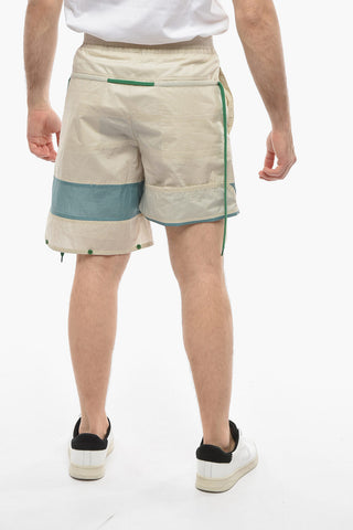 Two-toned Asymmetric Shorts with Drawstring