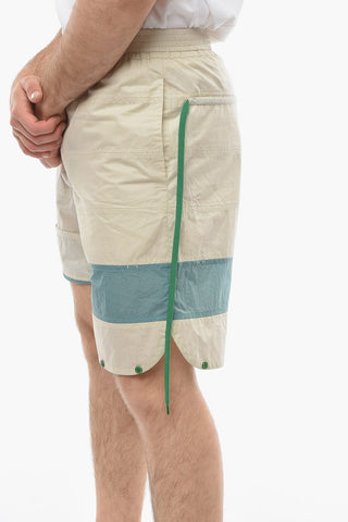 Two-toned Asymmetric Shorts with Drawstring