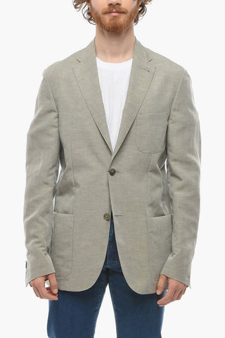 ID Unlined Linen Blend Blazer with Patch Pockets