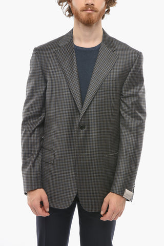 Blazer 2 Bottoni MANTUA in Lana Vergine Gingham Check