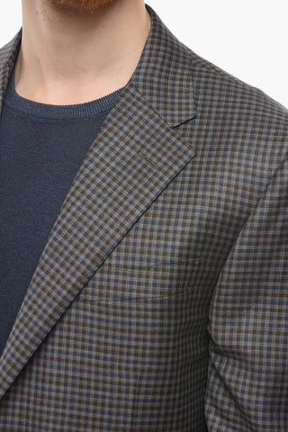 Blazer 2 Bottoni MANTUA in Lana Vergine Gingham Check