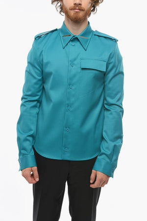 Grain de Poudre Shirt with Chest Pocket and Polo Collar