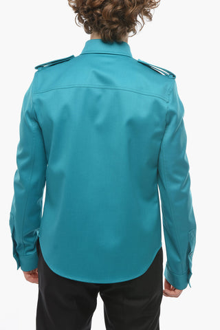 Camicia in Grain de Poudre con Taschino e Colletto a Polo