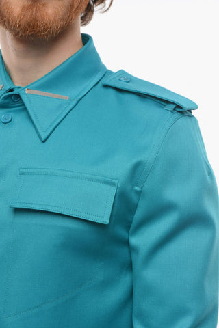 Camicia in Grain de Poudre con Taschino e Colletto a Polo