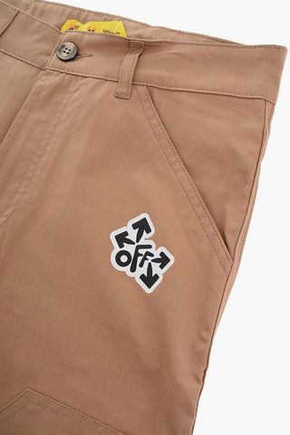 Solid Color Cotton Shorts with Printed Logo