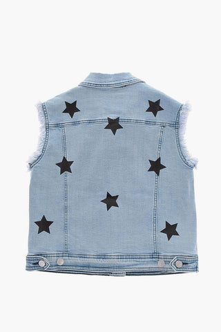 Sleeveless Denim EYESTAR Jacket with Printed Stars