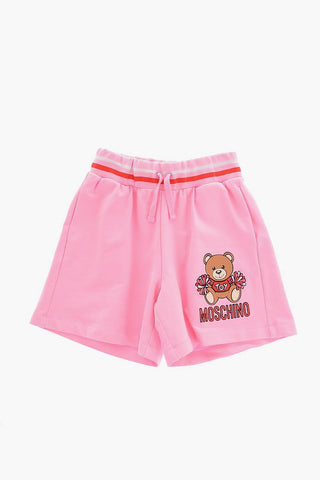 Cotton Shorts with Teddy Embroidery