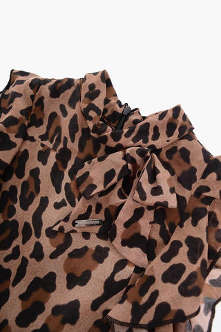 Animal Motif Dress with Ruffle