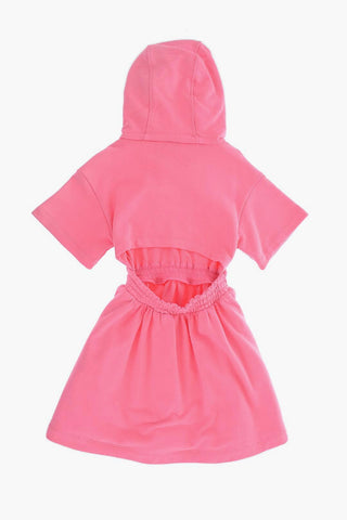 Sweat Dress with Embossed Logo and Hood