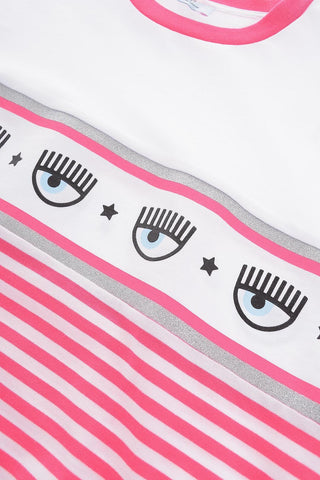 Felpa Girocollo a Righe Awning con Dettagli Glitter