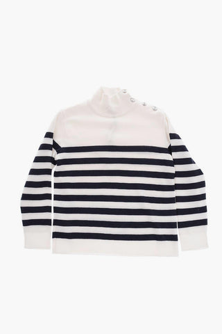 Wool Turtle-neck Sweater with Side Buttoning