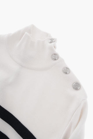 Wool Turtle-neck Sweater with Side Buttoning