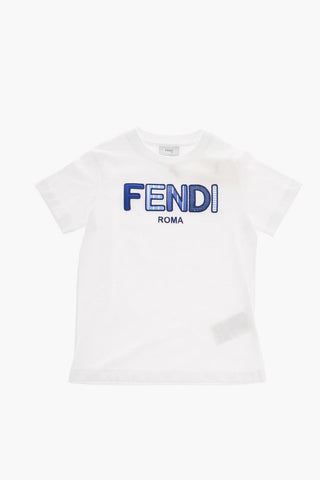 T-Shirt Girocollo con Logo in Rilievo