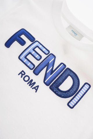 T-Shirt Girocollo con Logo in Rilievo