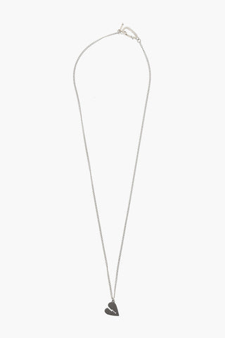 Collana in Argento con Ciondolo a Forma di Cuore Spezzato