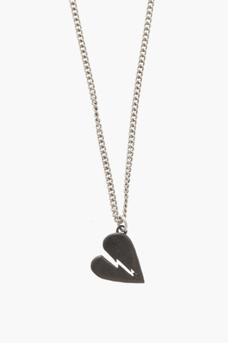 Collana in Argento con Ciondolo a Forma di Cuore Spezzato