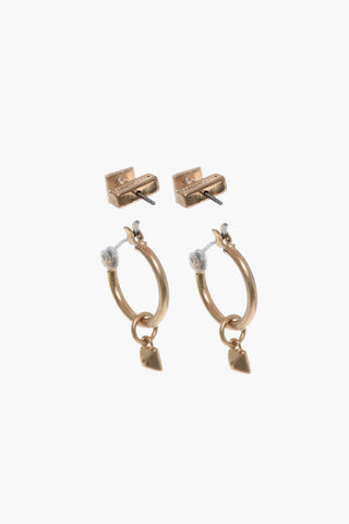 Orecchini Hoop Effetto Dorato con Orecchini Stud Abbinati