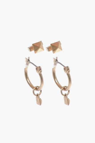 Orecchini Hoop Effetto Dorato con Orecchini Stud Abbinati