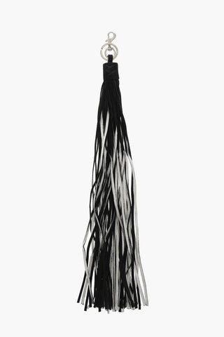 Detachable Bag Accessory in Suede with Lurex Fringe