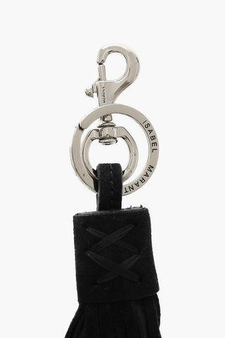 Detachable Bag Accessory in Suede with Lurex Fringe