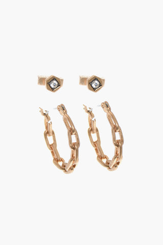 Set of 2 Pairs of Brass Earrings 