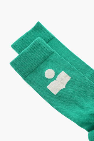 Calzini Lunghi in Misto Cotone con Logo a Contrasto