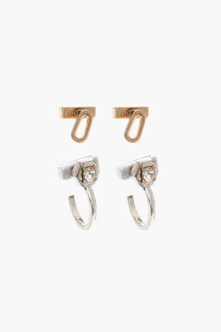 Earrings Set with Rhinestone Decoration and Butterfly Closure