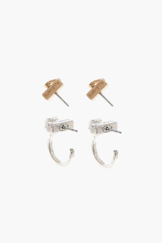Earrings Set with Rhinestone Decoration and Butterfly Closure