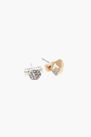 Set of 2 Pairs of Brass Earrings with Rhinestone Embellishment