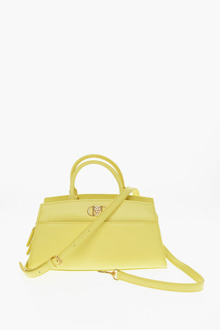 Leather MODE MENA Crossbody Bag with Golden-Effect Applied Log