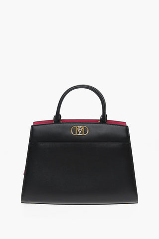 Two-Tone Leather MODE MENA Crossbody Bag With Gold Effect Logo Decoration