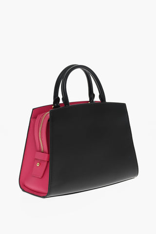 Two-Tone Leather MODE MENA Crossbody Bag With Gold Effect Logo Decoration