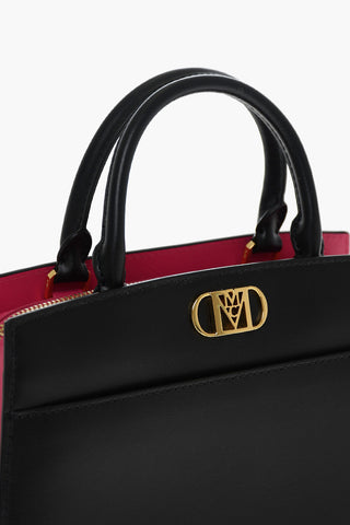 Two-Tone Leather MODE MENA Crossbody Bag With Gold Effect Logo Decoration