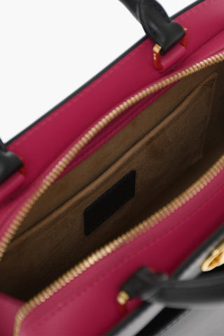 Two-Tone Leather MODE MENA Crossbody Bag With Gold Effect Logo Decoration