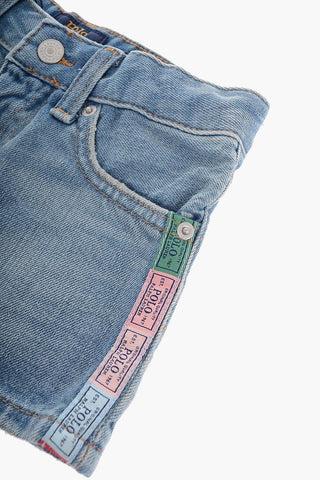 Denim Shorts with Logoed Side Band