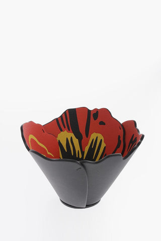 JOE BRAINARD Marquetry Leather PANSY Flowers Vase