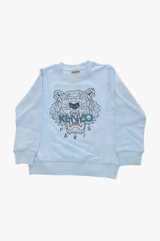 Felpa in Cotone Garzato con Ricamo Tiger Crest