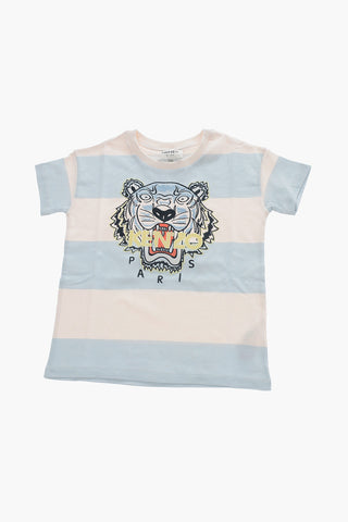 Two-Tone Crew-Neck T-shirt with Tiger Crest Embroidery