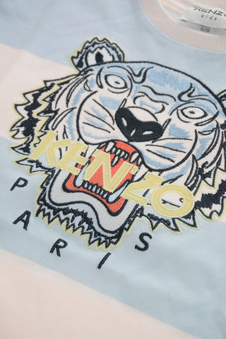 Two-Tone Crew-Neck T-shirt with Tiger Crest Embroidery