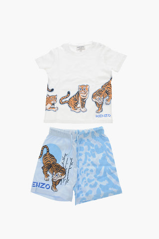 Tiger Crest Printed Shorts And T-shirt Set