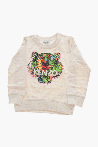 Brushed Cotton Crew-neck Sweatshirt with TIGER CREST Embroidery