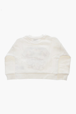 Brushed Cotton Crew-neck Sweatshirt with Elephant Embroidery