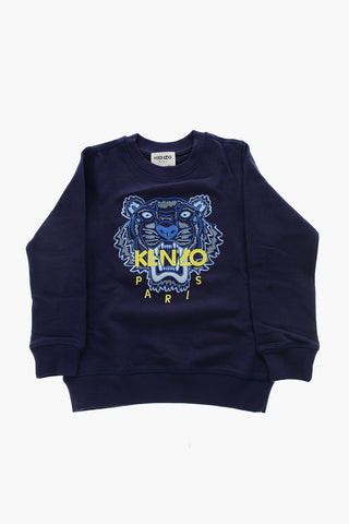 Brushed Cotton Crew-neck Sweatshirt with TIGER CREST Embroidery